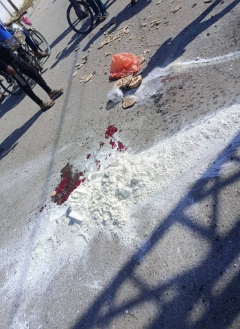 Flour stained with blood